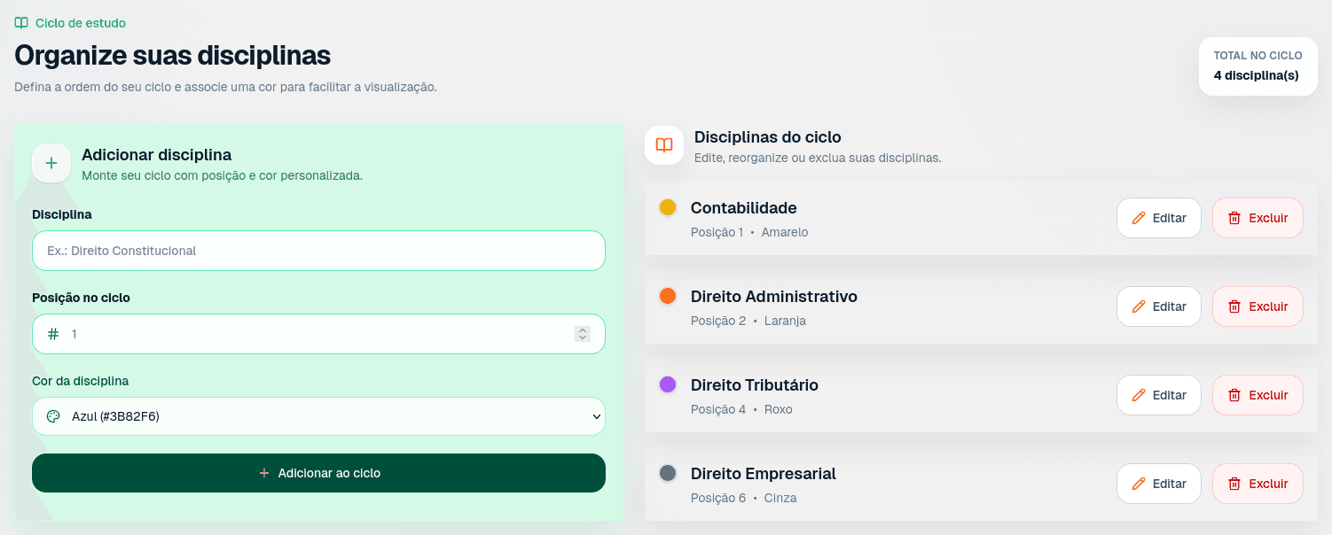 Ciclo de estudos no Bizurado App