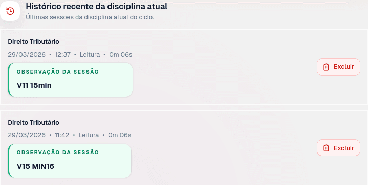 Registro da sessão de estudo